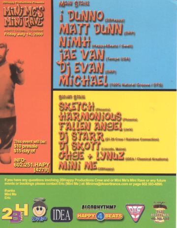 Mini Me's Mini Rave flyer, Arizona, July 14, 2000
