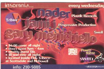 Insomnia flyer, Club Tribeca, Scottsdale and McDowell, Scottsdale, c. 1997
