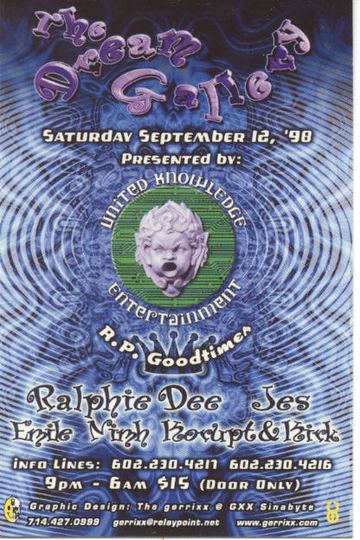 The Dream Garden flyer, Arizona, September 12, 1998