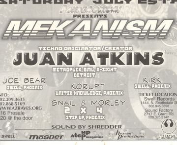 Mekanism flyer, Arizona, July 25, 1998