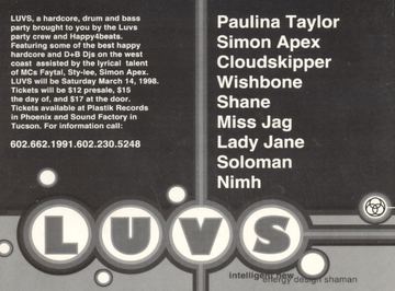 LUVS flyer, Arizona, March 14, 1998