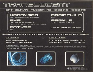 Translucent flyer, Tucson, August 14, 1999