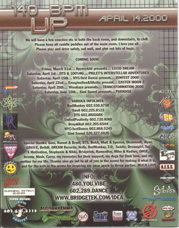 140 BPM Up flyer, Arizona, April 14, 2000