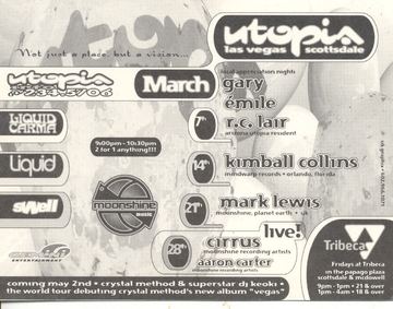 Utopia flyer, Tribeca, Scottsdale, March 1997 (year estimated)
