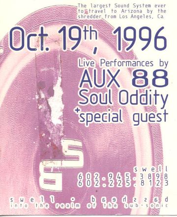 Live Performances by AUX 88 flyer, Arizona, October 19, 1996