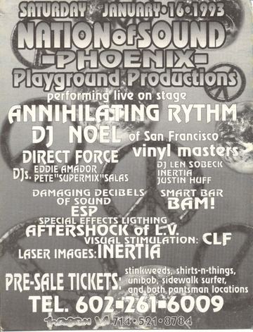 Nation of Sound flyer, Phoenix, January 16, 1993
