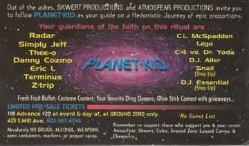 Planet-Kid flyer, Ground Zero, Arizona, c. 1997
