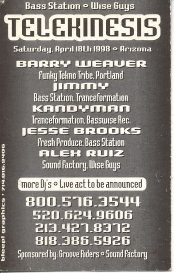 Telekinesis flyer, Arizona, April 18, 1998