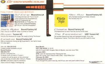 Groovealicious flyer, Sound Factory, Tucson, November 24, 2000