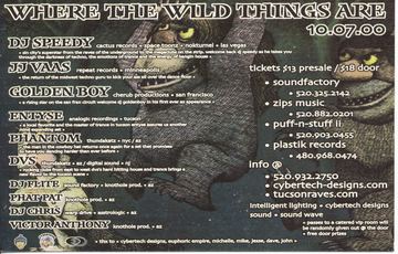 Where the Wild Things Are flyer, Tucson, October 7, 2000