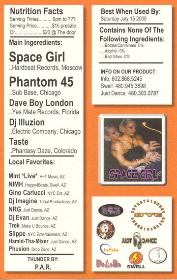 Space Girl flyer, Arizona, July 15, 2000