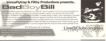 Bad Boy Bill flyer, Clubcongress, Arizona, Date unknown
