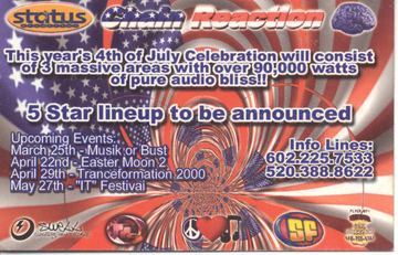 Chain Reaction flyer, Arizona, July 4, 2000 (year estimated)