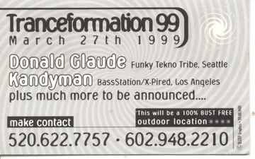 Tranceformation 99 flyer, Arizona, March 27, 1999
