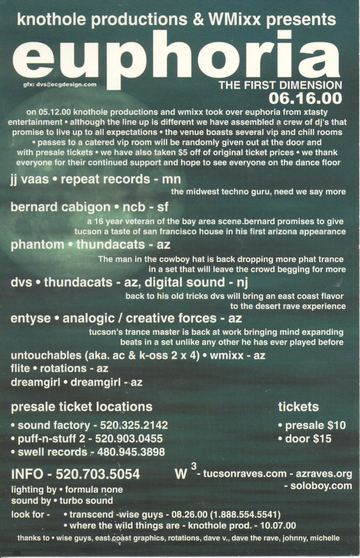 euphoria flyer, Arizona, June 16, 2000