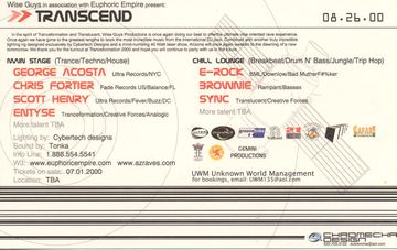 Transcend flyer, Arizona, August 26, 2000