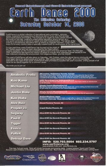 Earth Dance 2000 flyer, Arizona, October 14, 2000