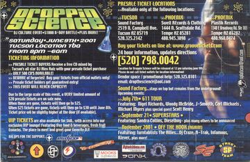 Droppin Science flyer, Tucson, June 9, 2001