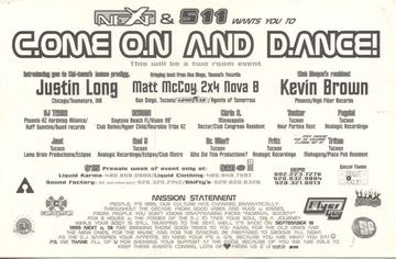 Come On and Dance! flyer, Tucson, September 18, 1999