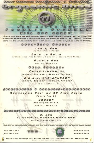 Orgasmic Bliss flyer, Phoenix, 1999