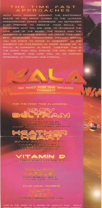 KALA flyer, Tucson, September 21, year unknown