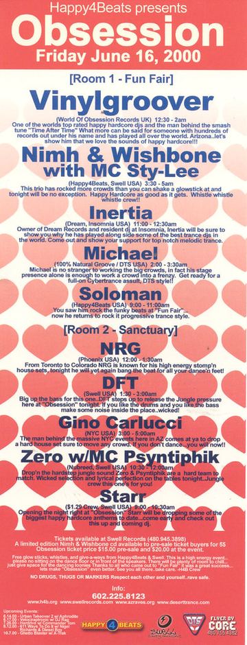 Obsession flyer, Tucson, June 16, 2000