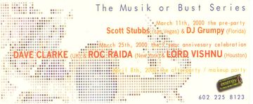 The Musik or Bust Series flyer, Tucson, 2000