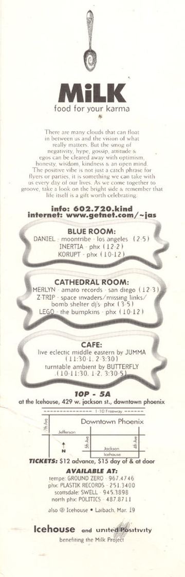 MiLK flyer, Icehouse, Phoenix, March 19, year unknown