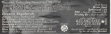 Trance-formation flyer, Tucson, January 17, 1998