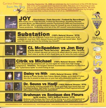 Curious George Saves the Rave flyer, Arizona, September 30, 2000