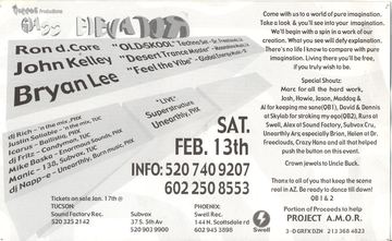 Glass Elevator flyer, Tucson, February 13, 1999