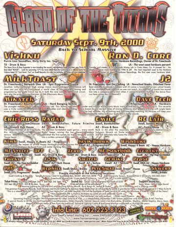 Clash of the Titans flyer, The IceHouse, Phoenix, September 9, 2000