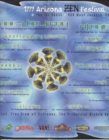 1999 Arizona Zen Festival flyer, The Ice House, 429 West Jackson, Arizona, 1999