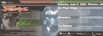 Remote Control flyer, Palazzo & 702 Event Space, Phoenix, June 8, 2002