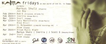 Karma Fridays flyer, Karma (on Ash north of 5th St.), Tempe, Date unknown