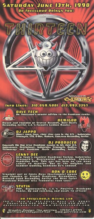Thirteen flyer, Costa Mesa, June 13, 1998