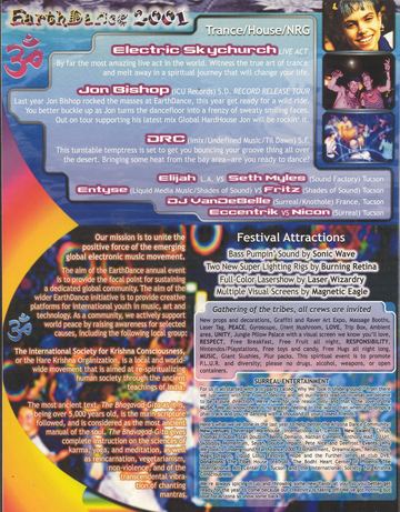 EarthDance 2001 flyer, Tucson, 2001