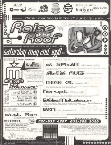 Raise the Roof flyer, Marz Red Light District, Arizona, May 2, 1998