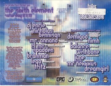 The Sixth Element flyer, Arizona, December 11, 1999