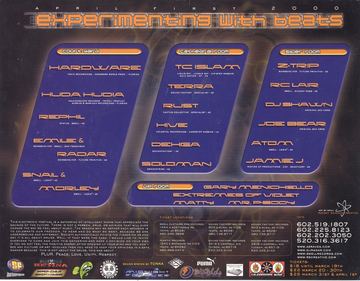 Experimenting With Beats flyer, Arizona, April 1, 2000