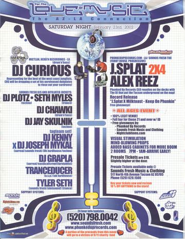 For the Love of Music (The AZ-LA Connection) flyer, Tucson, February 23, 2002