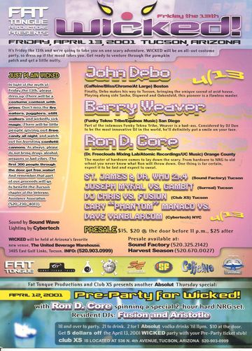 Wicked! flyer, The United Beverage Warehouse, Tucson, April 13, 2001