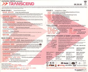 Transcend flyer, Tucson, August 26, 2000