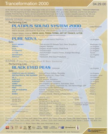 Tranceformation 2000 flyer, Arizona, April 29, 2000