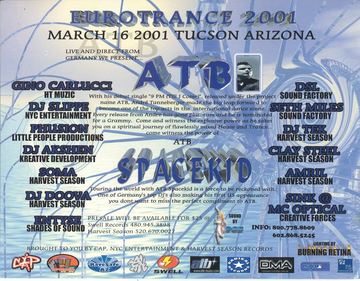 Eurotrance 2001 flyer, Tucson, March 16, 2001