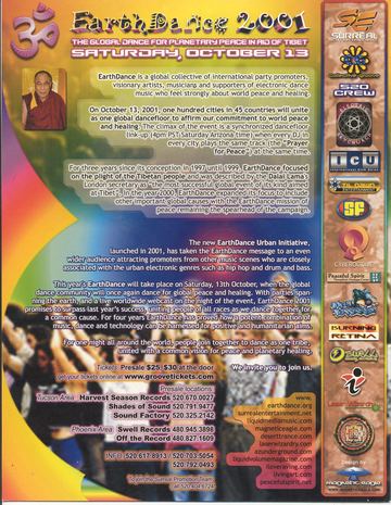 EarthDance 2001 flyer, Arizona, October 13, 2001