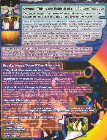 EarthDance 2001 / One Year Anniversary flyer, Arizona, Date unknown
