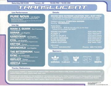 Translucent flyer, Tucson, August 14, 1999