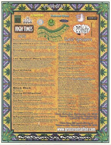 Grass Roots Affair flyer, Pima County Fairgrounds, Arizona, September 16, 2000