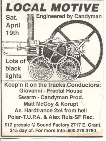 Local Motive flyer, Arizona, April 19, 1997 (best guess)
